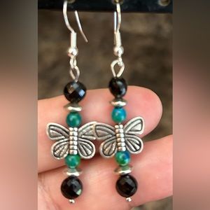 Artisan Handmade with love, dangling gorgeous beaded earrings.  One of a kind!